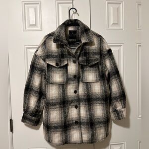 Bagatelle Black and Cream Flannel Coat/Shacket